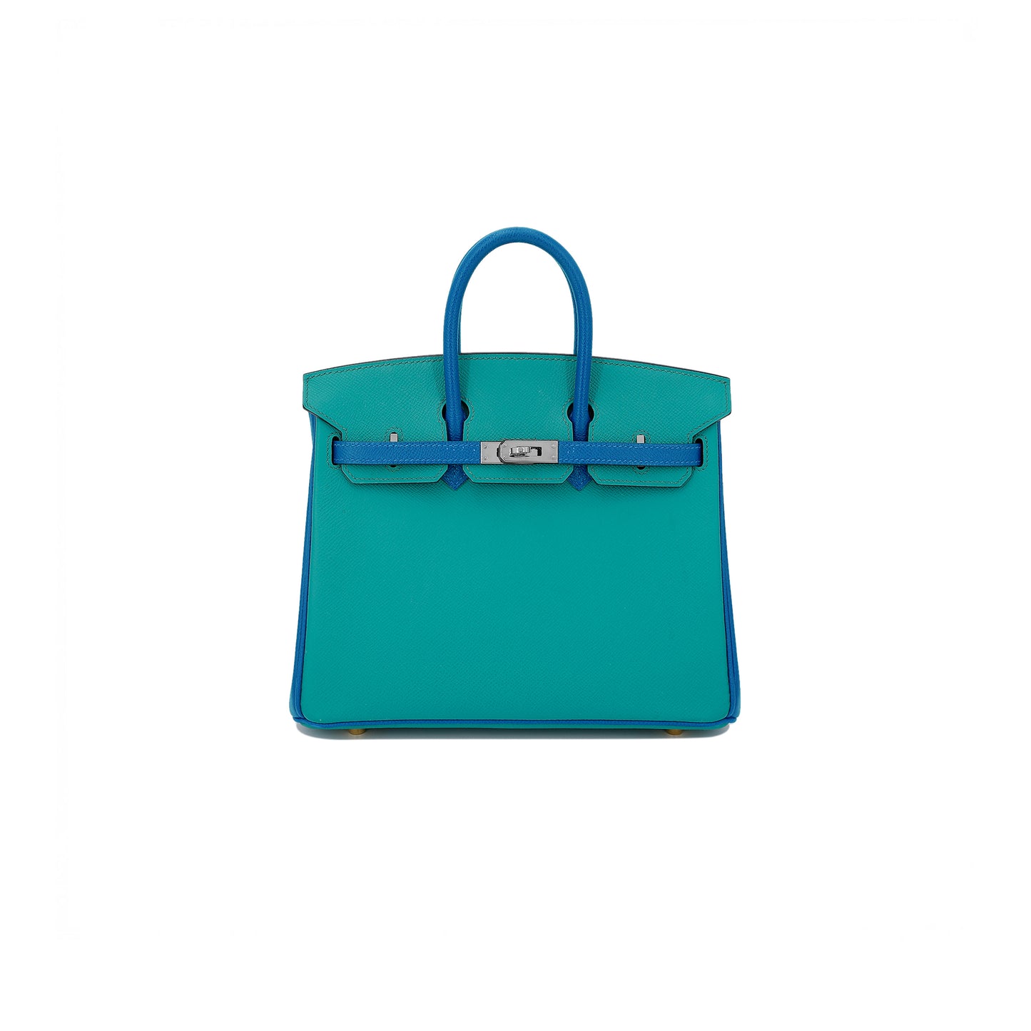 H**mes master birkin 25 epsom malachite green and water fairy blue silver buckle bag h028369ck73 (25*18*13cm)