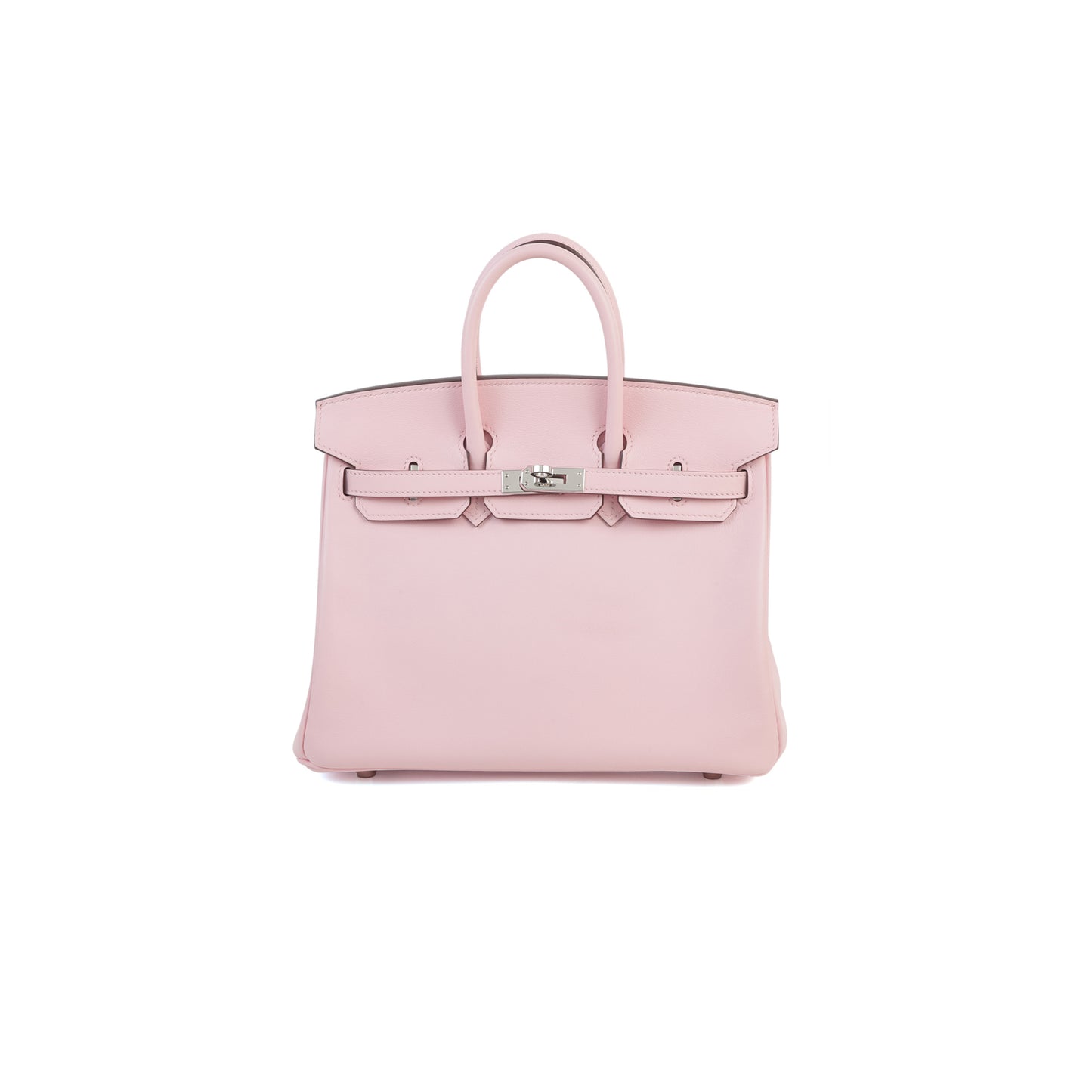 H**mes birkin 25 sakura leather with silver buckle bag 4328054179 (25*20*13cm)