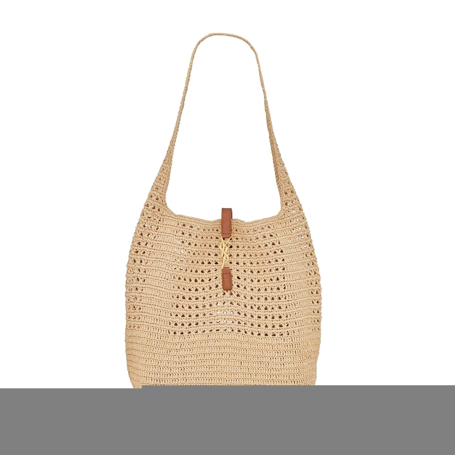 Y*L hobo raffia bag in crochet and smooth leather 690941gaaar2080 (37*30*14cm)