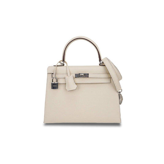 H**mes master kelly 25 bag nata palladium hardware epsom leather (25*17*7cm)