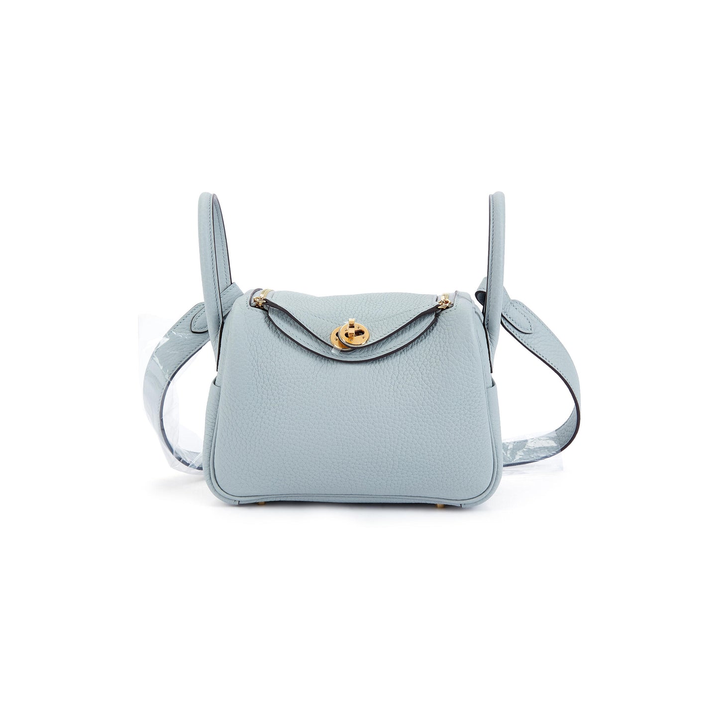 H**mes BLEU GLACIER CLÉMENCE MINI LINDY II GOLD HARDWARE H085956CC8U (19*13*9.5cm)