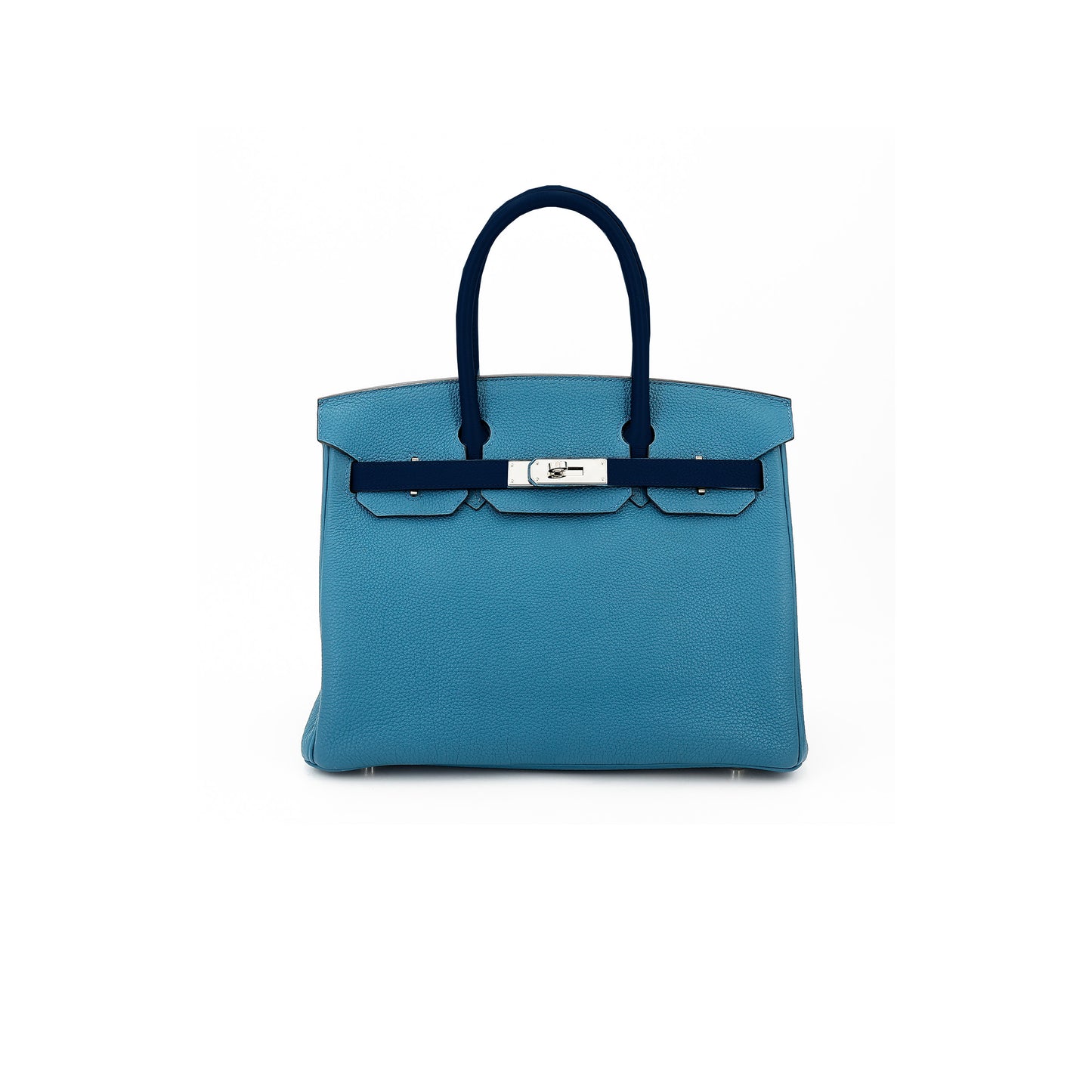 H**mes birkin 35 togo leather n0*hern blue and midnight blue with silver buckle 9813026098 (35*28*18cm)