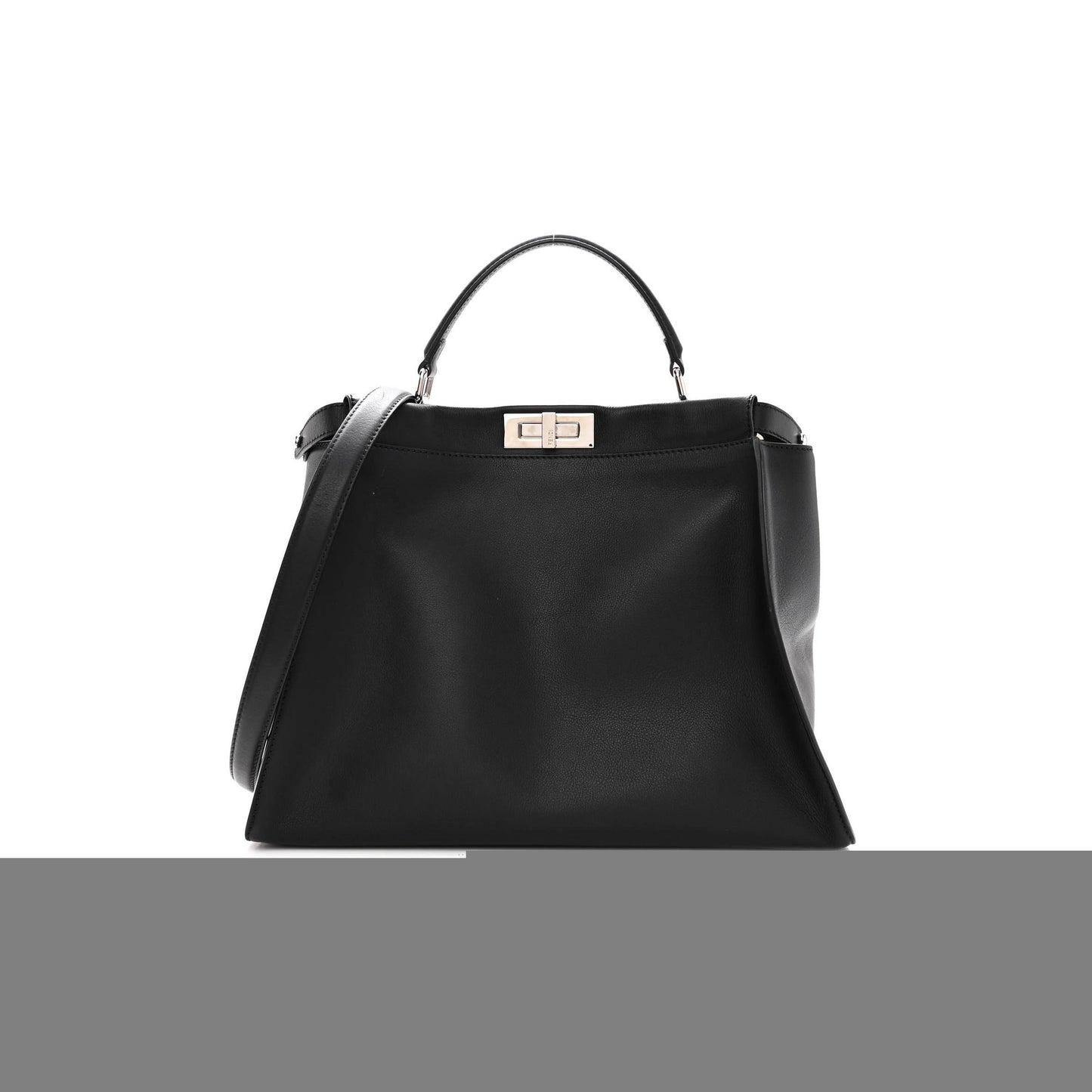 f**di vitello D01ce marmol patent crocodile trapuntata large peekaboo iconic satchel black fumo (39*30*17cm)
