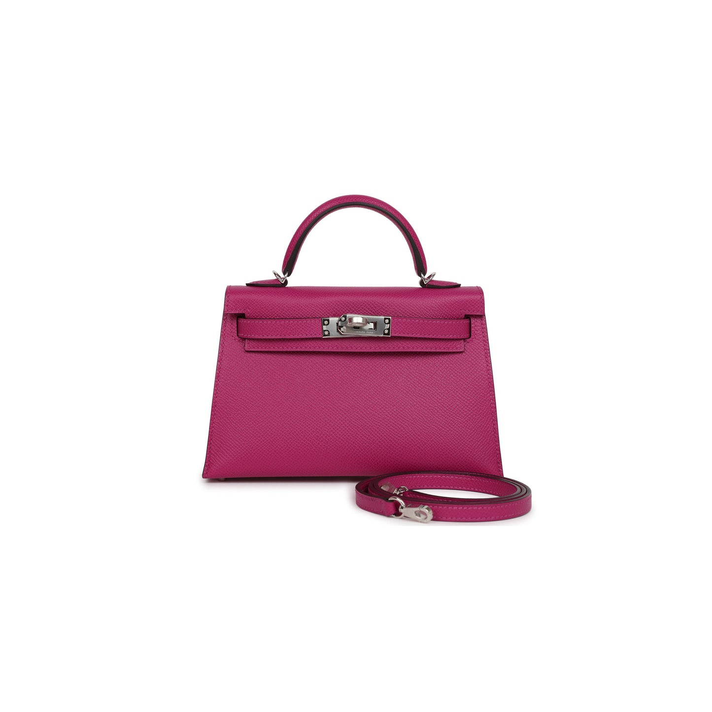 H**mes master kelly sellier 20 rose pourpre verso epsom palladium hardware (19*12*5.5cm)