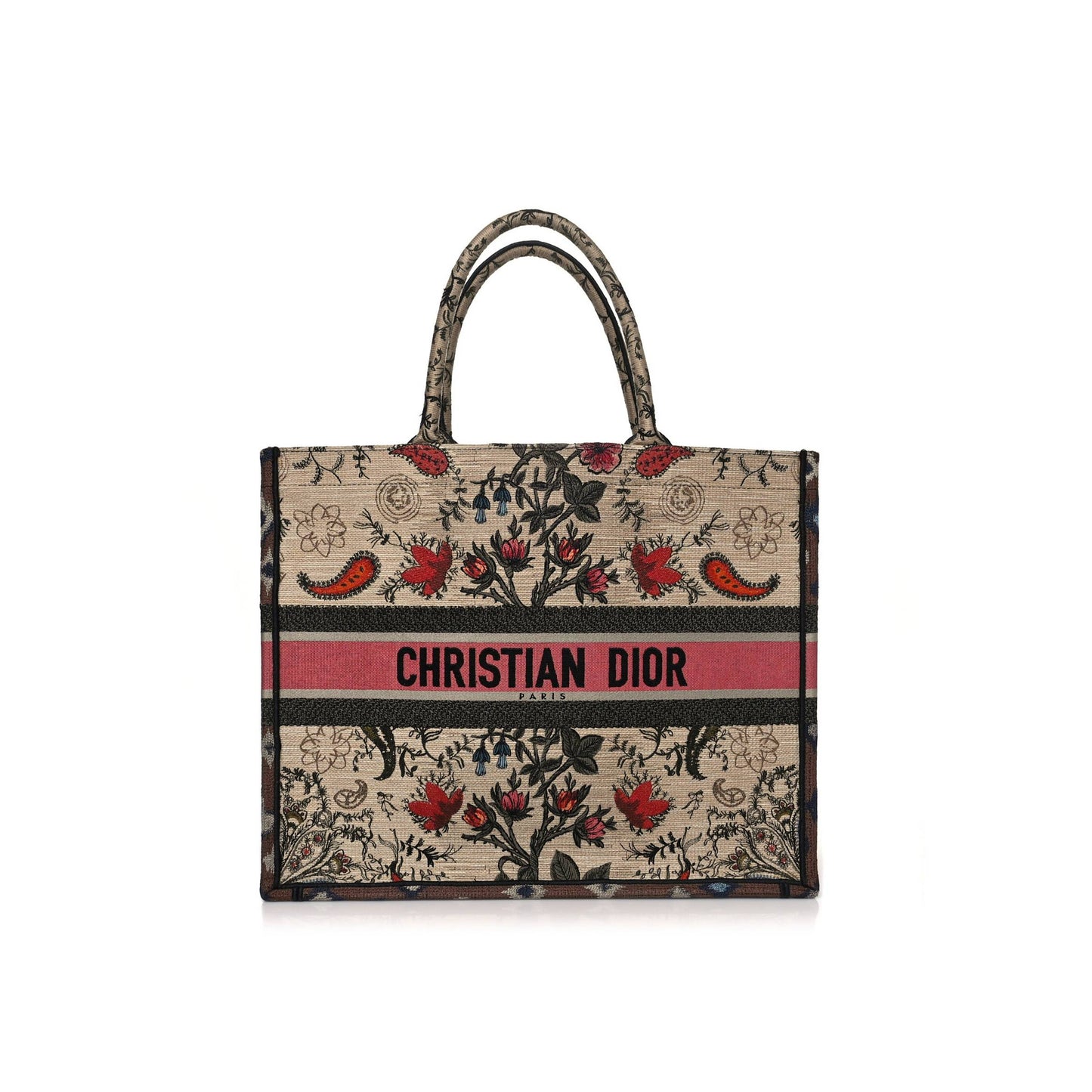 D*or canvas embroidered large broderie D*or flowers book tote multicolor (42*34*17.8cm)