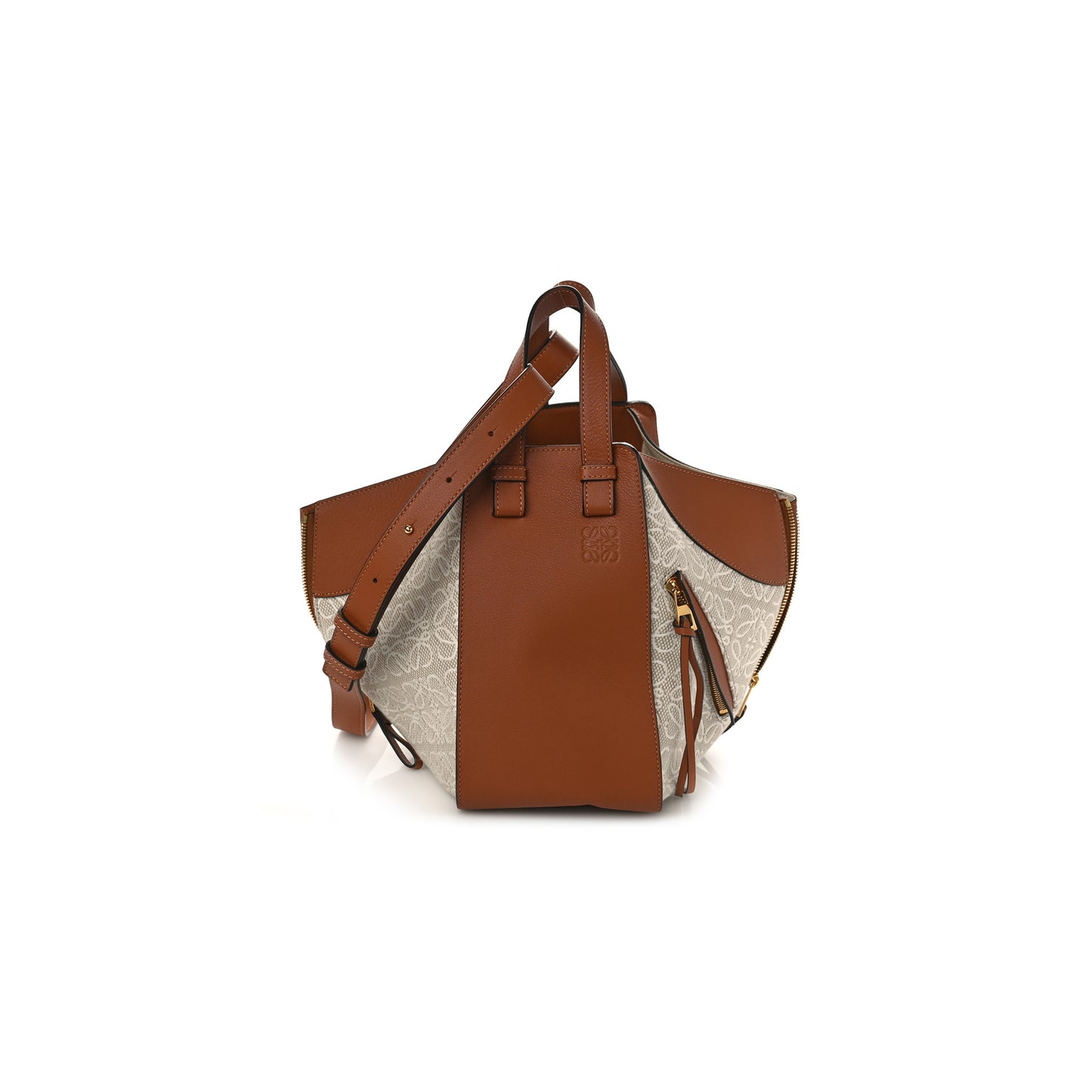 l*ew* calfskin canvas anagram small hammock shoulder bag ecru tan (30*25*13.5cm)