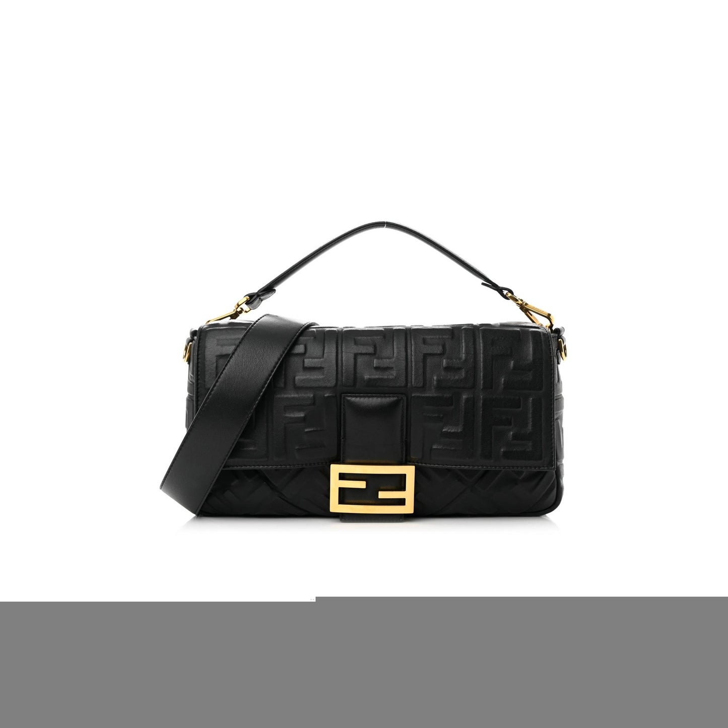 F**di nappa ff 1974 embossed large baguette black (32*20*6cm)