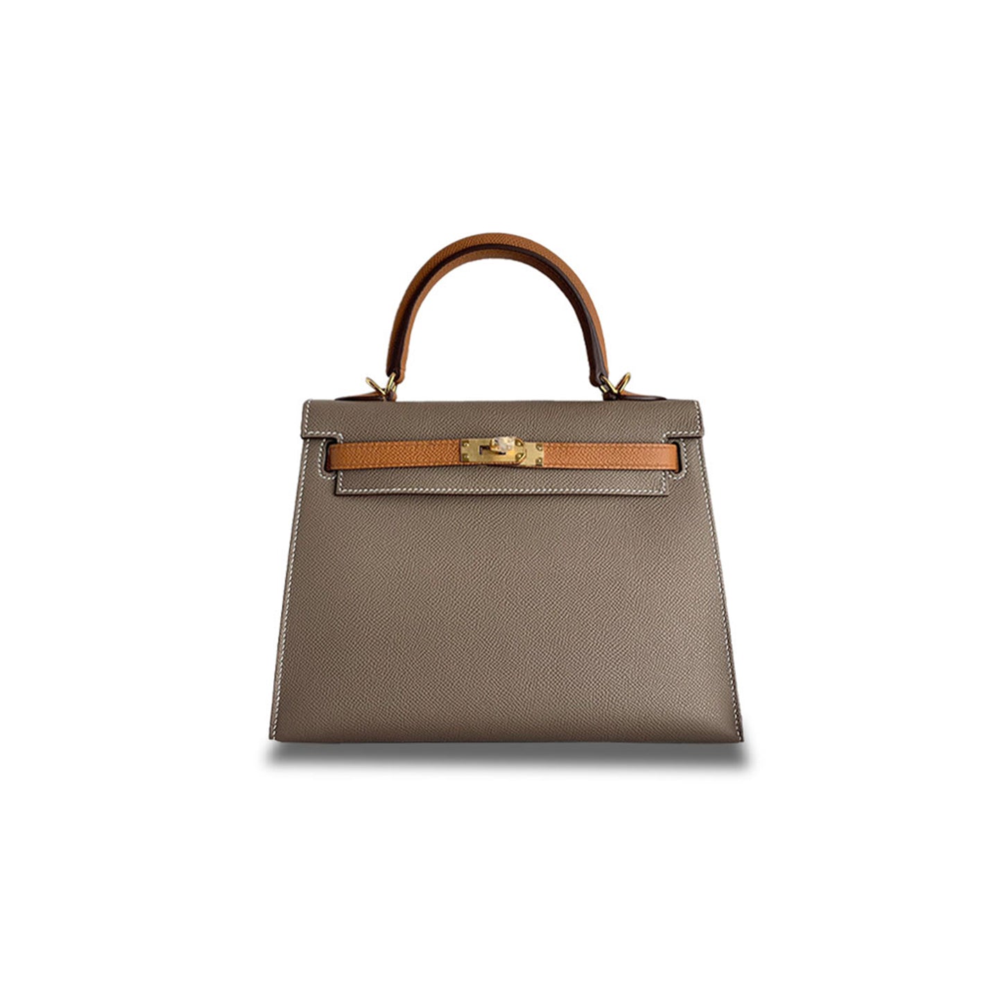 h**mes kelly 25 epsom elephant gray with G01den brown gold buckle (25*17*7cm)