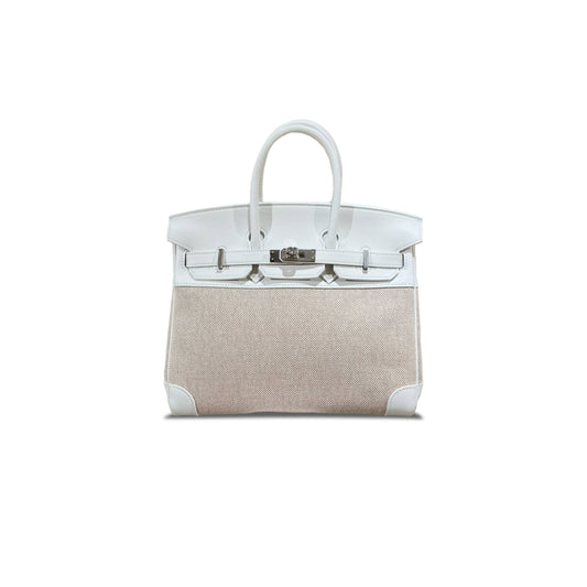 H**mes birkin 25 swift canvas and silver buckle h082686cka3 (25*20*13cm)
