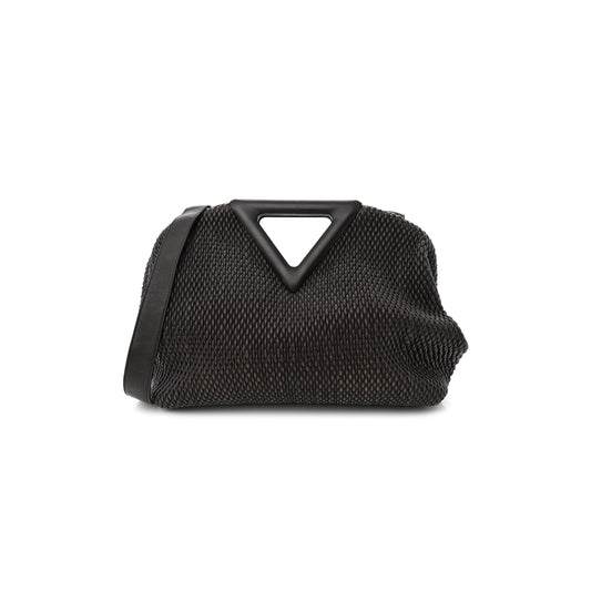 bo*te*ga Ve*ne*ta lambskin knit medium the point triangle bag fondant (30*25*13cm)