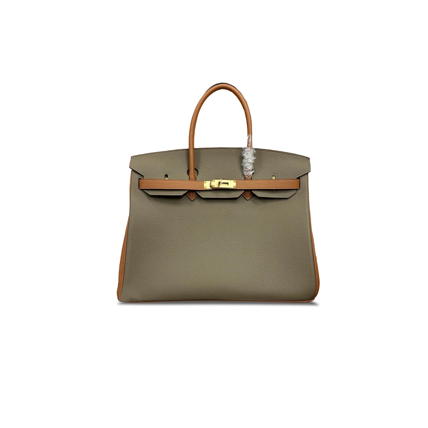 H**mes birkin 35 clemence leather elephant grey with brown gold buckle bk25c6epgpo (35*25*18cm)