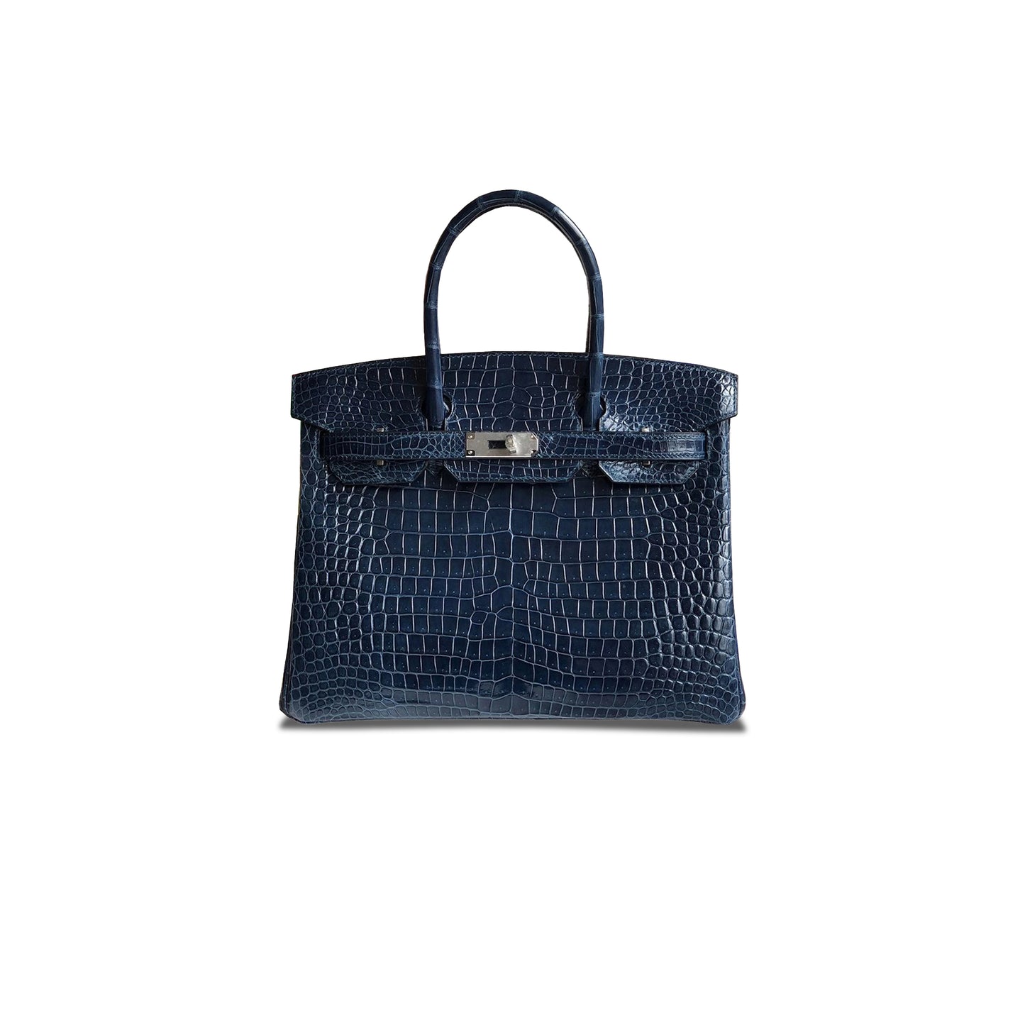 H**mes master birkin 30 shiny crocodile storm blue silver buckle bag bk25v0scrocogpp (30*22*16cm)