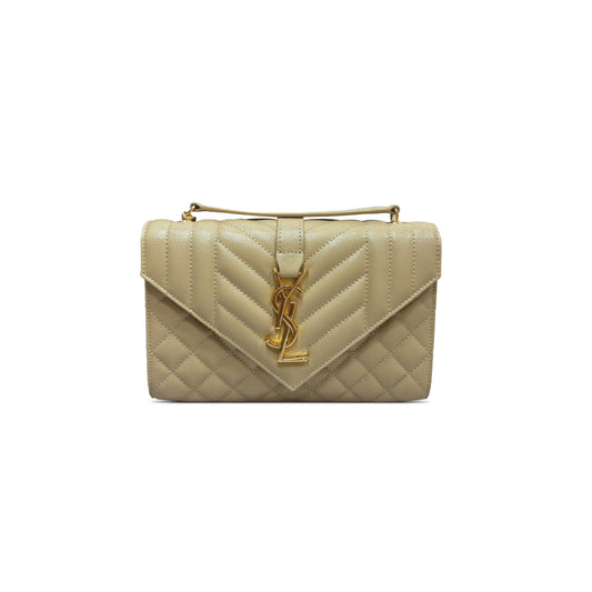 Y*L envelope small in quilted grain de poudre embossed leather 600195 (21*13*6cm)