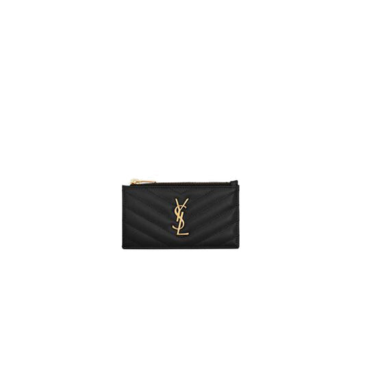 Y*L cassandre matelassÉ fragments zipped card case in grain de poudre embossed leather 607915bow011000 (13*8*2cm)