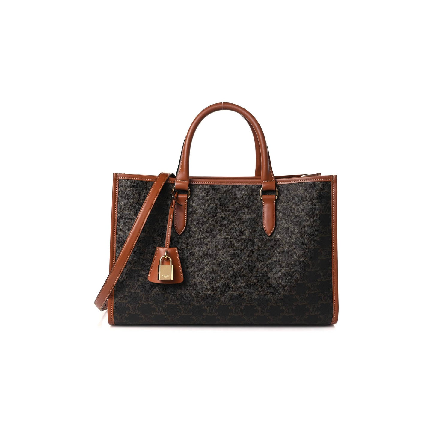 Ce**e triomphe canvas calfskin mini horizontal cabas tan (34*23*11cm)