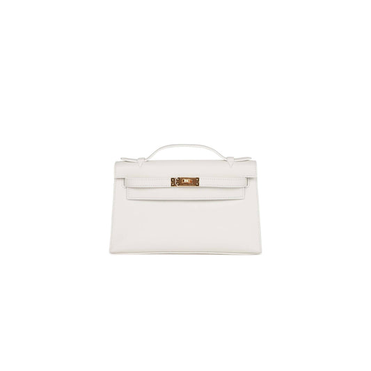 H**mes mini kelly pochette white swift gold hardware (22*14*7cm)