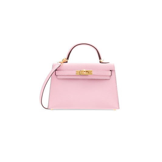 H**mes master mini kelly ii sellier 20 3q rose sakura chÈvre palladium hardware(19*12*5.5cm)