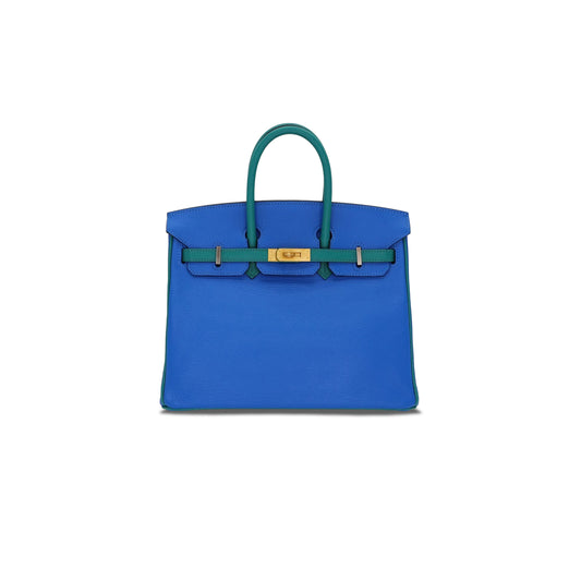 H**mes birkin 30 epsom electric blue and peacock green gold buckle h028369ck13 (30*23*15cm)