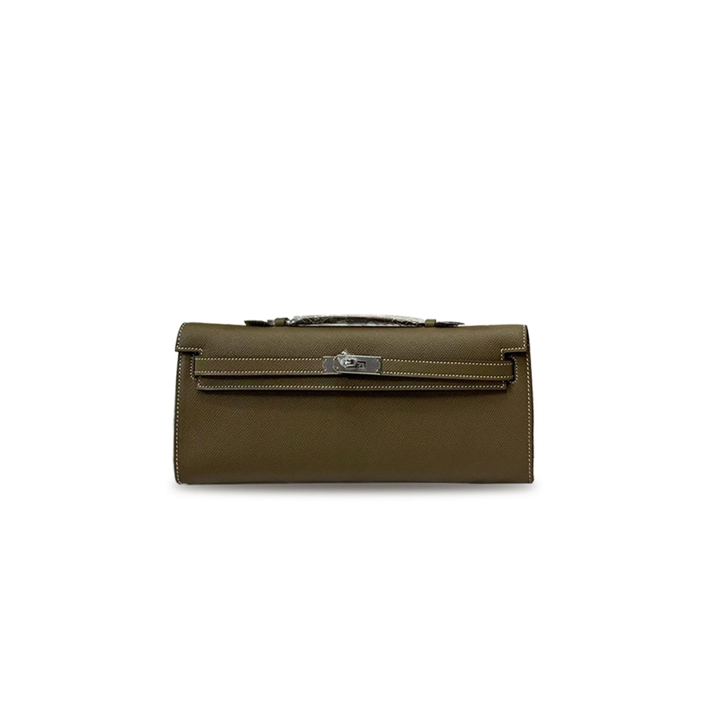 H**mes kelly wallet etoupe grey epsom leather palladium plated hardware (31*14*3cm)