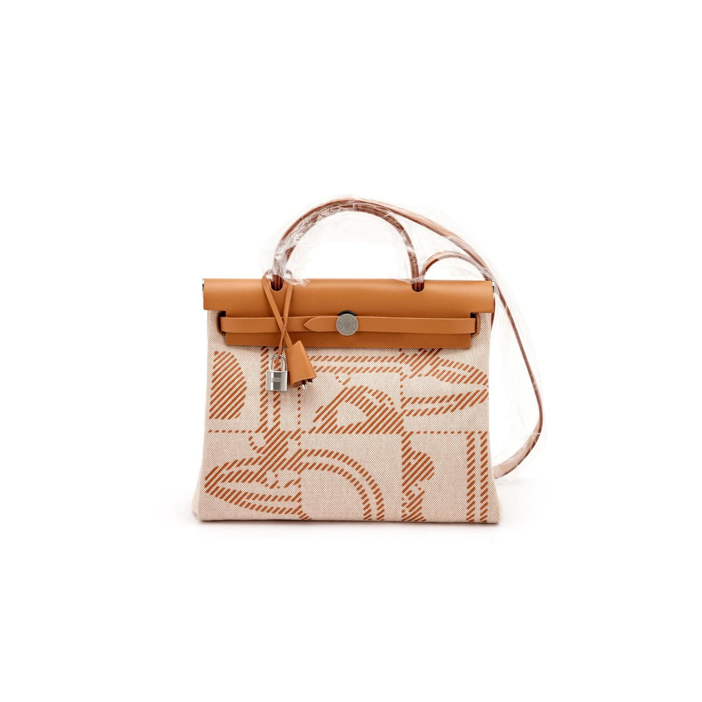 H**mes GOLD VACHE HUNTER AND TOILE BRIDES DE GALA HERBAG 31 PALLADIUM HARDWARE (31*26*11.5cm)