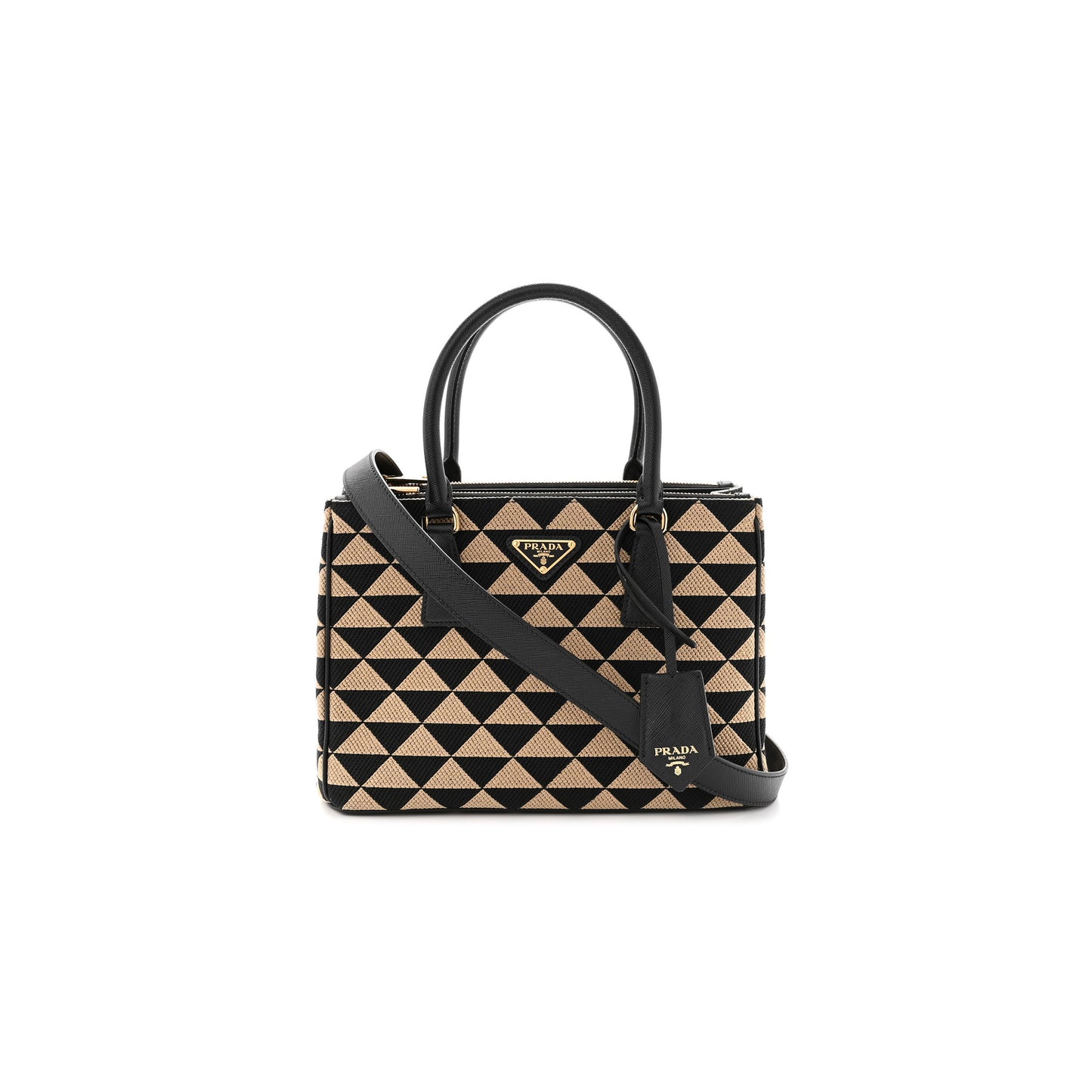 Pra*a beige small symbole embroidered fabric bag 1ba863 (28*19.5*12cm)