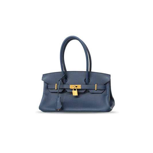 H**mes BIRKIN 29 EVERCOLOR SHOULDER BAG BLUE INDIGO (29*18*14cm)