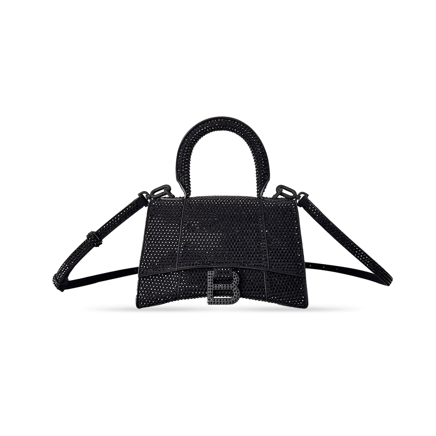 Ba*len*cia*ga women''s hourglass handbag xs with rhinestones black 5928331s4cy8210 (18.8*13*7.9cm)