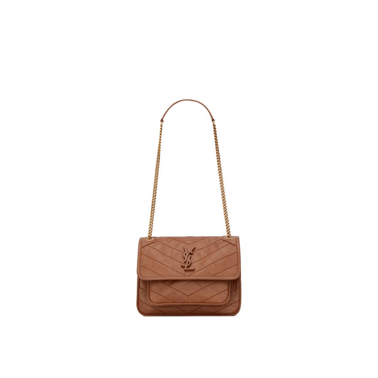 Y*L niki baby chain bag in crinkled vintage vegetable-tanned leather 6331601yg072522 (21*16*7.5cm)