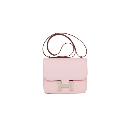 H**mes constance 18 rose sakura chevre palladium hardware 39692487491678 (18cm)