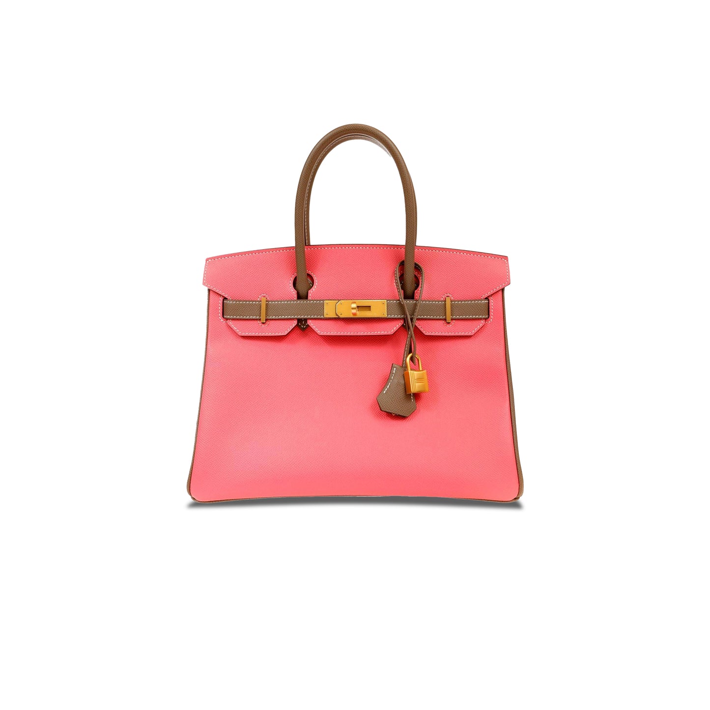 H**mes master birkin 30 epsom lipstick pink and elephant grey gold buckle 1028115538752 (30*23*15cm)