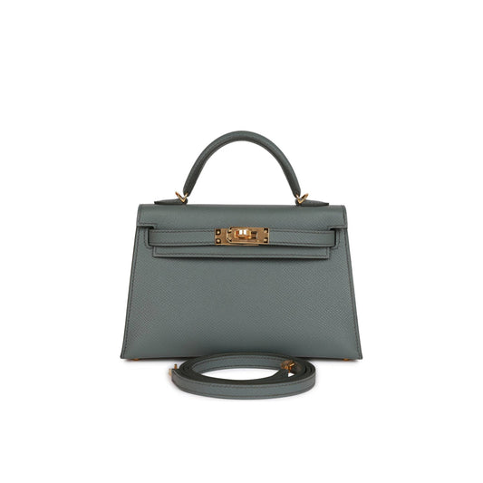 H**mes mini kelly sellier 20 vert amande epsom gold hardware (19*12*5.5cm)
