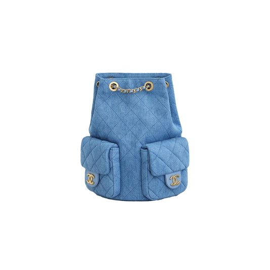 Ch*el master 25c drawstring backpack light denim as5310 (24.3*18*7.8cm)