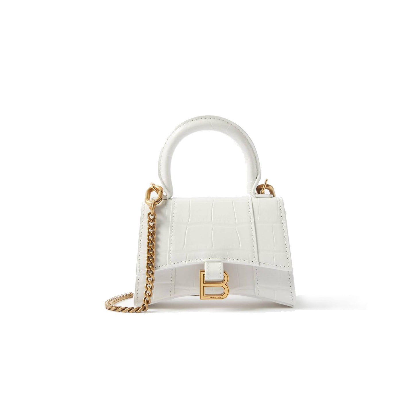Ba*len*cia*ga white hourglass mini crocodile-effect cross-body bag matchesfashion us (12*8*4.6cm)