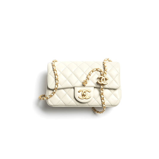 Ch*el mini flap bag shiny lanbskin as5759 (20*13*7cm)