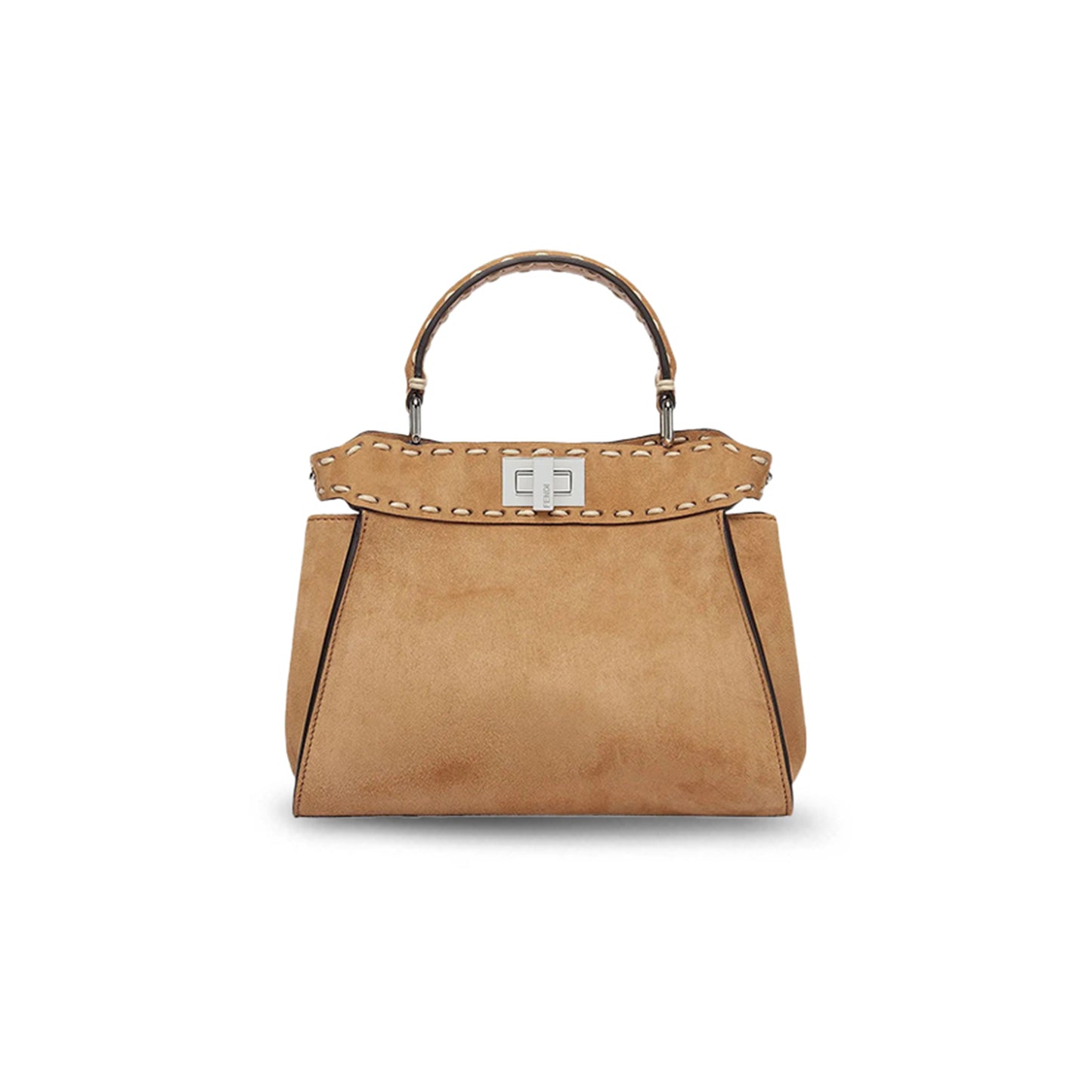 F**di mini suede selleria peekaboo brown totes 8bn244am2zf0xul (23*20*7cm)