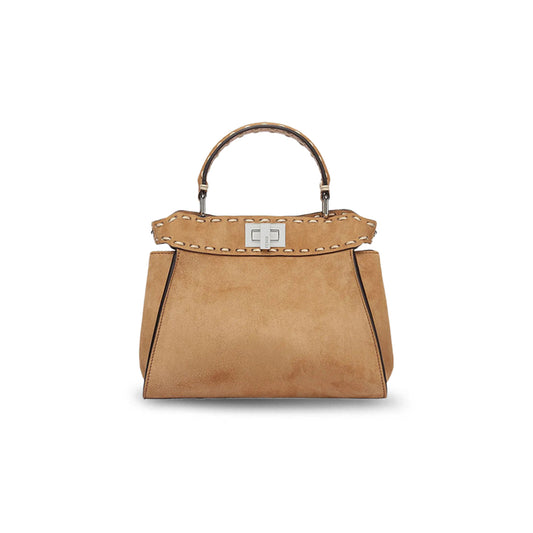 F**di mini suede selleria peekaboo brown totes 8bn244am2zf0xul (23*20*7cm)