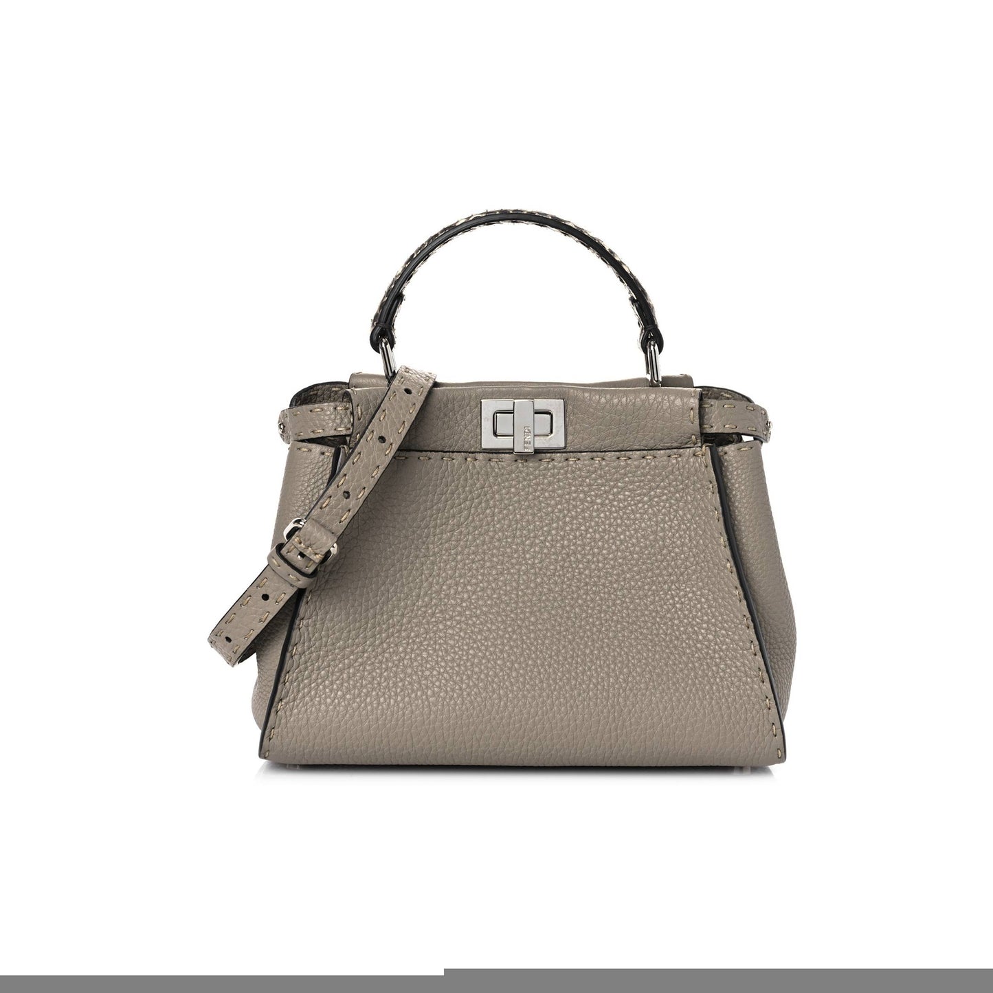 F**di cuoio romano snakeskin selleria mini peekaboo iconic satchel corda white (23*18*11cm)