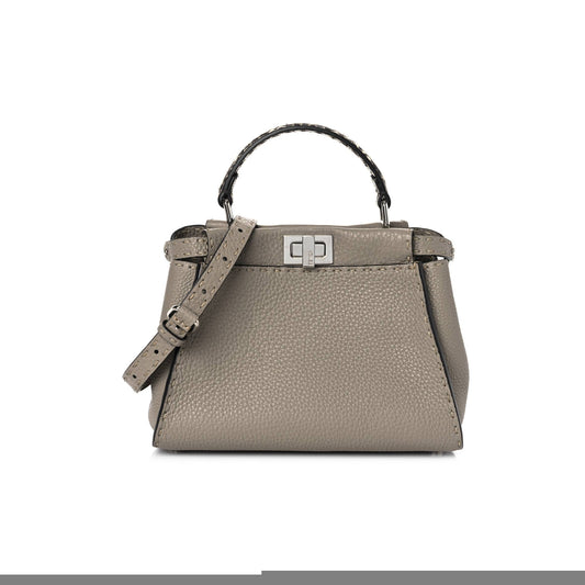 F**di cuoio romano snakeskin selleria mini peekaboo iconic satchel corda white (23*18*11cm)