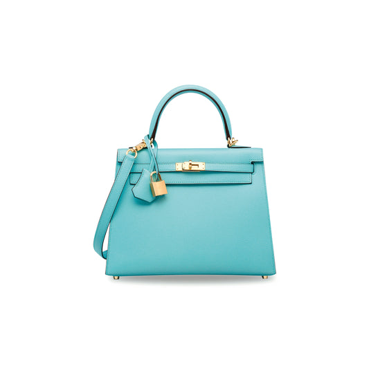 H**mes macaron blue kelly 25 with gold hardware (25*17*7cm)