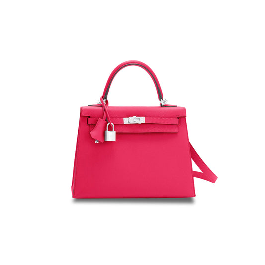 H**mes kelly 28 rose extreme pink epsom sellier bag (28*22*10cm)
