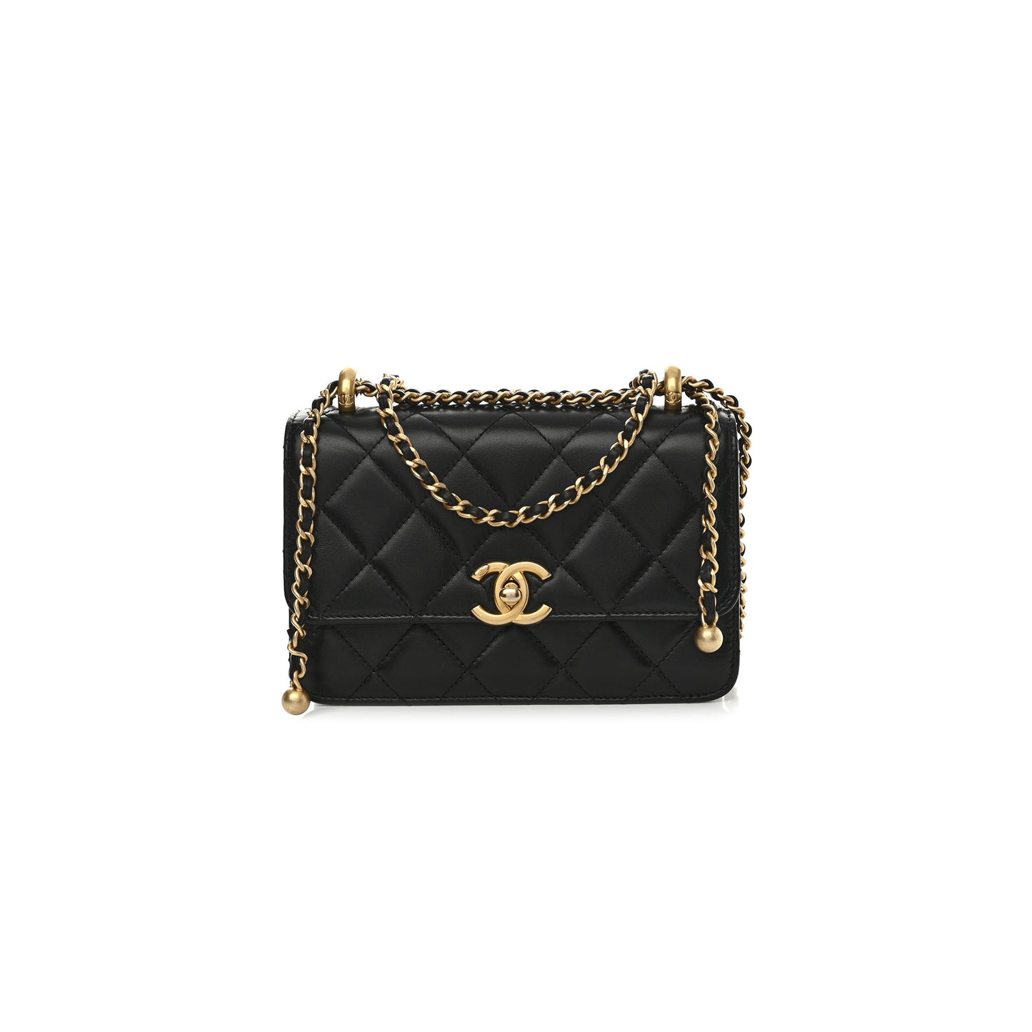 Ch*el master calfskin quilted mini perfect fit flap black (19*12*8cm)