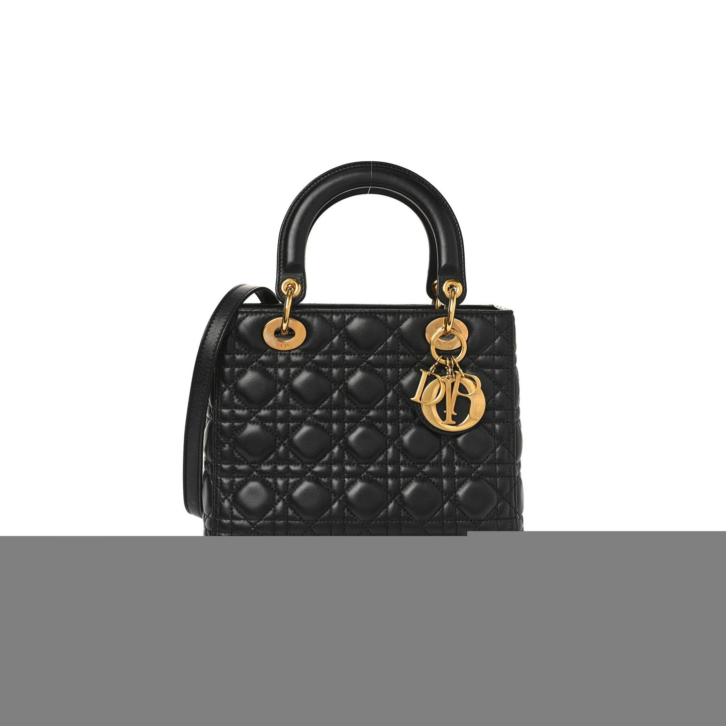 D*or lambskin cannage medium lady D*or black (23*20*12.7cm)