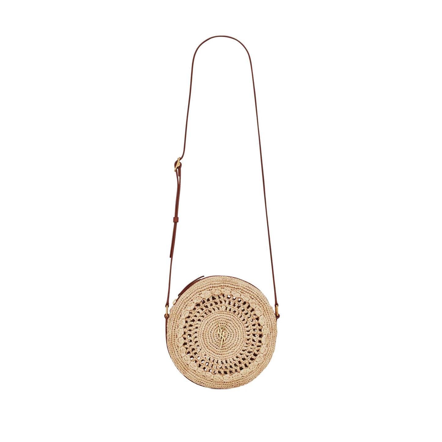 Y*L sac rond in raffia and smooth leather 685601gaaaa2080 (21*21*4cm)