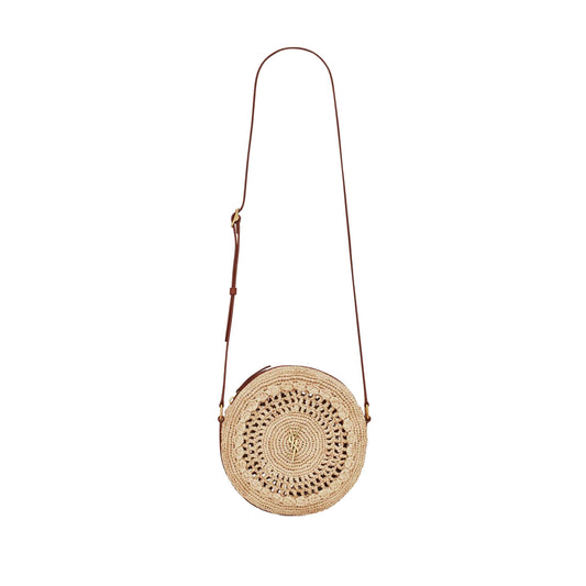 Y*L sac rond in raffia and smooth leather 685601gaaaa2080 (21*21*4cm)