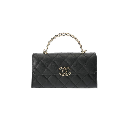 Ch*el black caviar leather phone case shoulder bag (18*10*4.5cm)