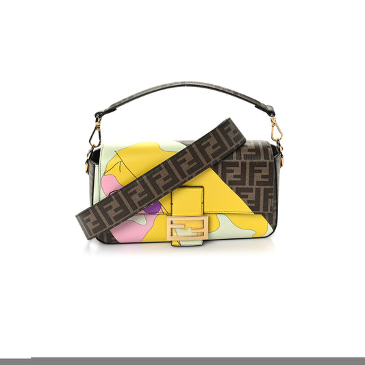 F**di glazed fabric ff 1974 hairdo girls inlay baguette mogano panna multicolor (27*15*6cm)