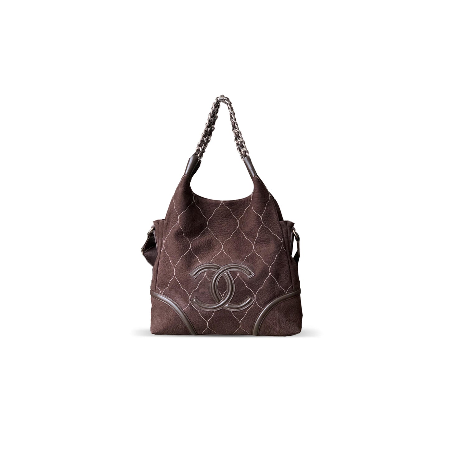 Ch**el suede quilted rodeo drive hobo dark brown 744001 (36*33*10cm)