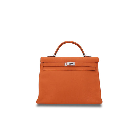H**mes kelly 32 orange togo silver buckle (32*23*10.5cm)
