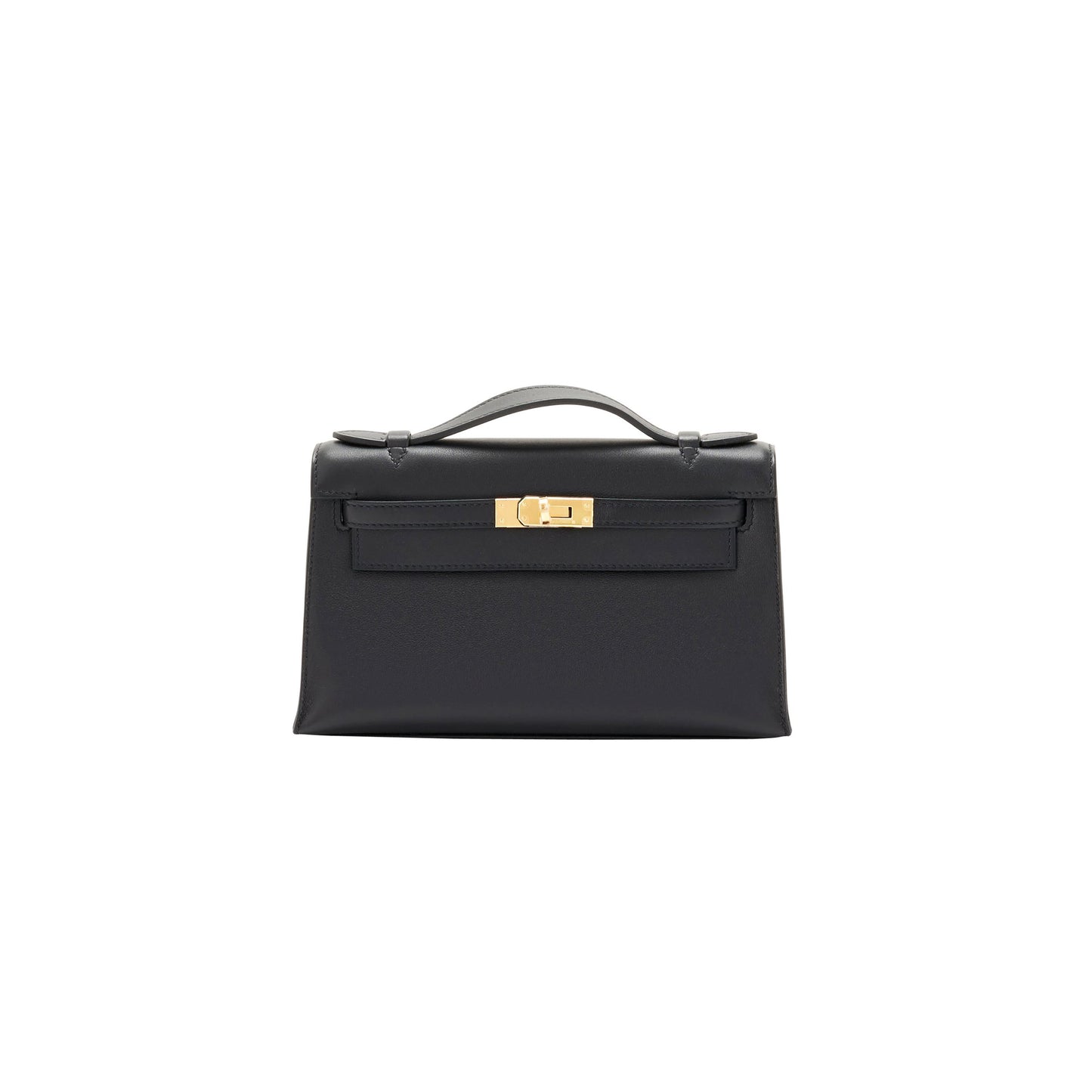 H**mes kelly pochette black gold hardware clutch cut bag swift (22*14*7cm)