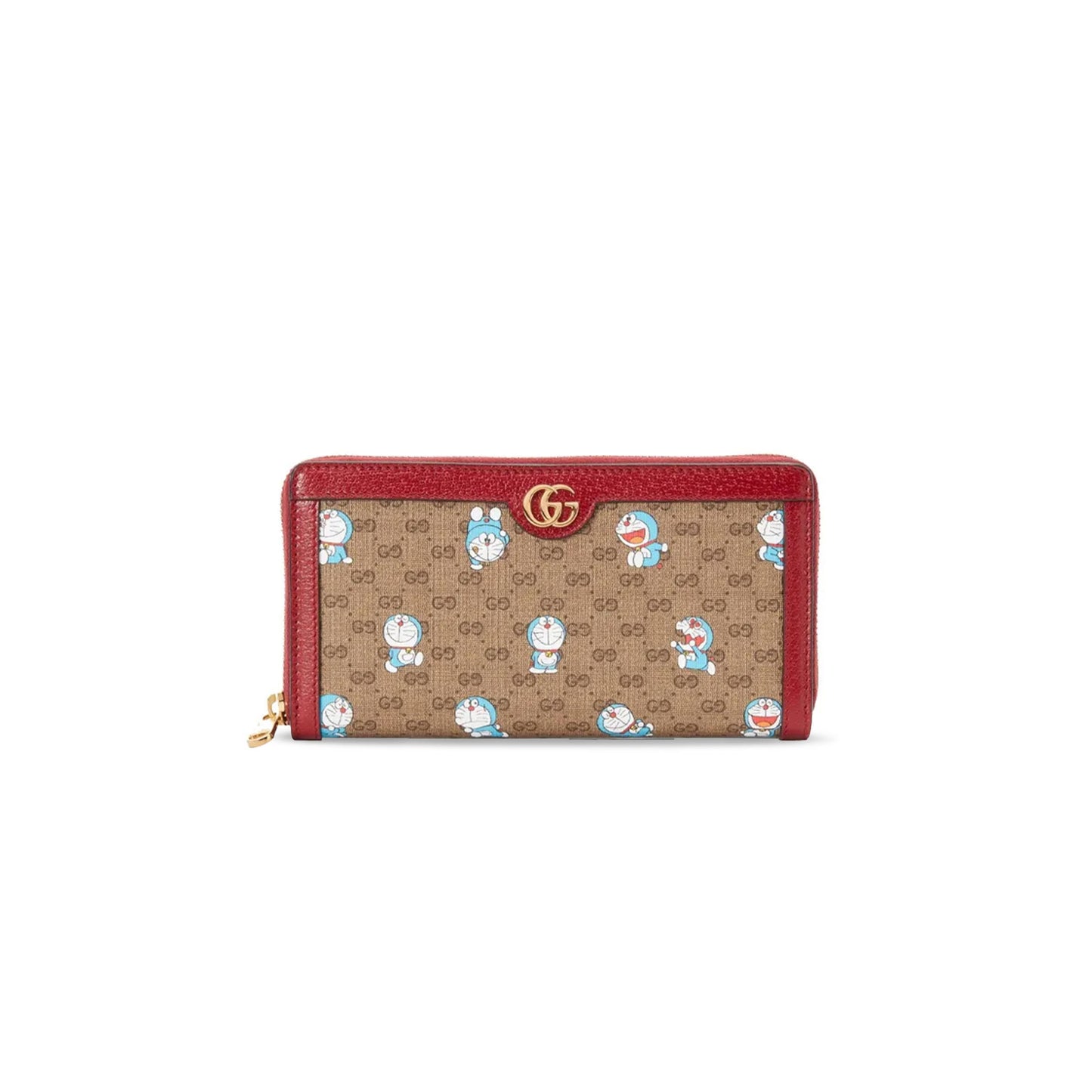 Gvc*1 doraemon collaboration canvas with leather long zip closure wallet ‎647787 (19*10.5*2cm)